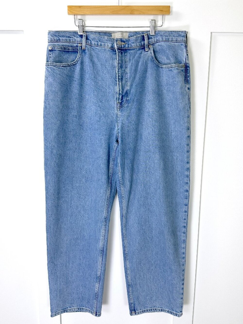 Everlane Way High Straight Leg Jeans Curvy Plus Size 18 High Rise Medium Wash
